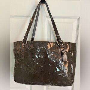 Vintage Coach grey patent leather bag